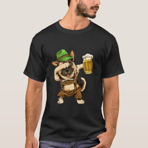 Dabbing German Shepherd Funny Dab Men Prost Drinki T_Shirt