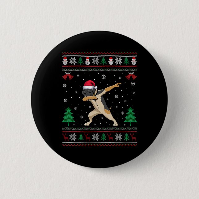 Dabbing German Shorthaired Pointer Dog Santa Hat C Button (Front)