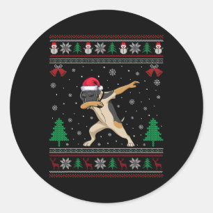 Dabbing German Shorthaired Pointer Dog Santa Hat C Classic Round Sticker