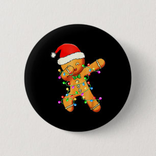 Dabbing Gingerbread Christmas Button