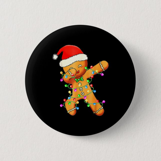 Dabbing Gingerbread Christmas  Button (Front)