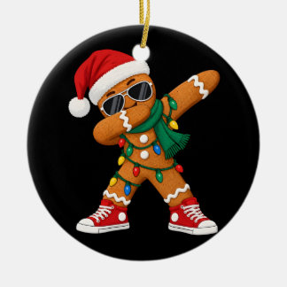 Dabbing Gingerbread Christmas Funny Xmas Dab Boys Ceramic Ornament