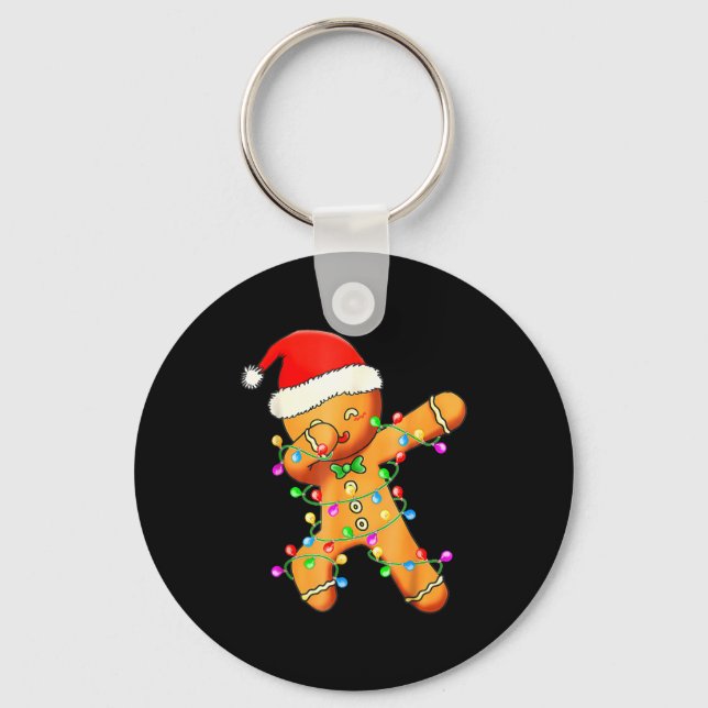 Dabbing Gingerbread Christmas  Keychain (Front)