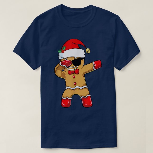 Dabbing Gingerbread Man Christmas Baking Kids Funn T-Shirt (Design Front)
