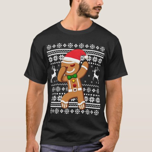 Dabbing Gingerbread Man Ugly Christmas T_Shirt