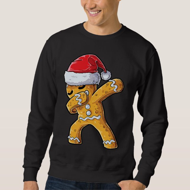 Dabbing Gingerbread Santa Christmas Kids Boys Xmas Sweatshirt (Front)