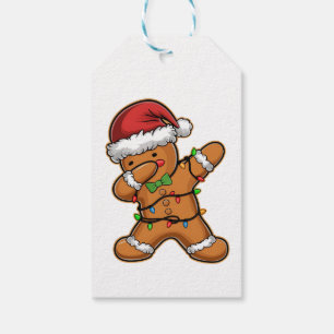 Dabbing Gingerbread Tree Light Christmas Gift Tags