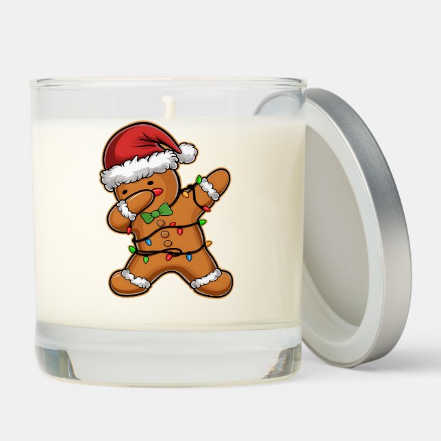 Dabbing Gingerbread Tree Light Christmas Scented Candle (Lid)