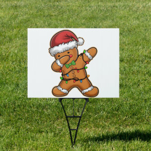 Dabbing Gingerbread Tree Light Christmas Sign