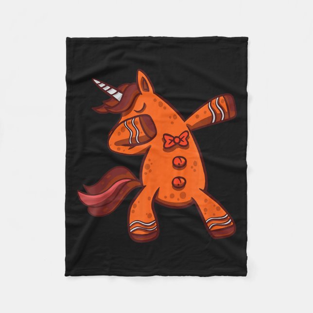 Dabbing Gingerbread Unicorn Cookie Christmas  Fleece Blanket (Front)