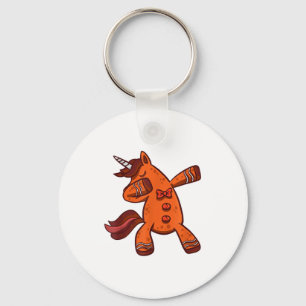 Dabbing Gingerbread Unicorn Cookie Christmas Keychain