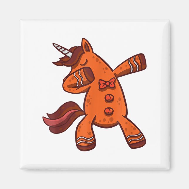 Dabbing Gingerbread Unicorn Cookie Christmas  Magnet (Front)