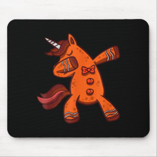 Dabbing Gingerbread Unicorn Cookie Christmas Mouse Pad