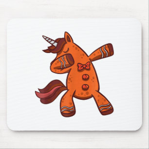 Dabbing Gingerbread Unicorn Cookie Christmas Mouse Pad