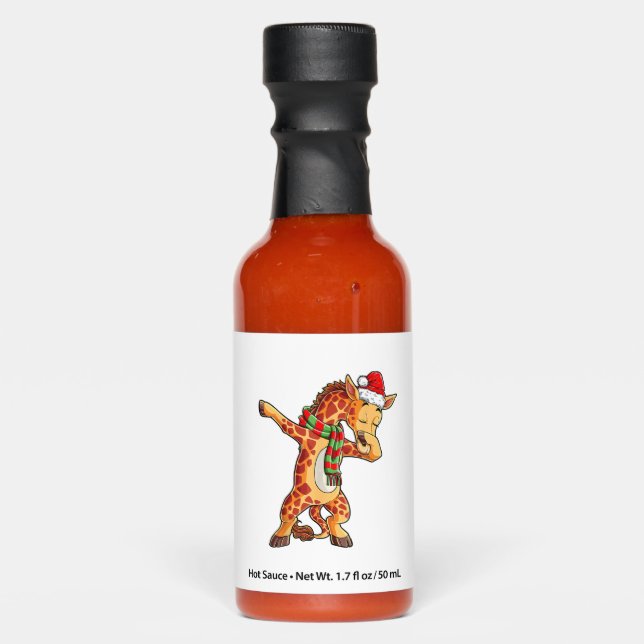 Dabbing Giraffe Santa T Shirt Christmas Kids Boys  Hot Sauces (Front)