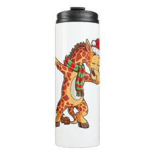 Dabbing Giraffe Santa T Shirt Christmas Kids Boys Thermal Tumbler