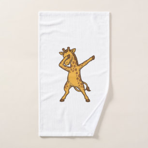 Dabbing Giraffe Vintage Engraving T-Shirt Design_1 Hand Towel