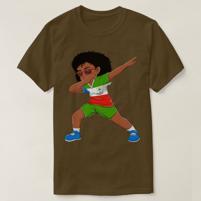 Dabbing Girl Equatorial Guinea Flag Kids Dab Dance T-Shirt (Design Front)