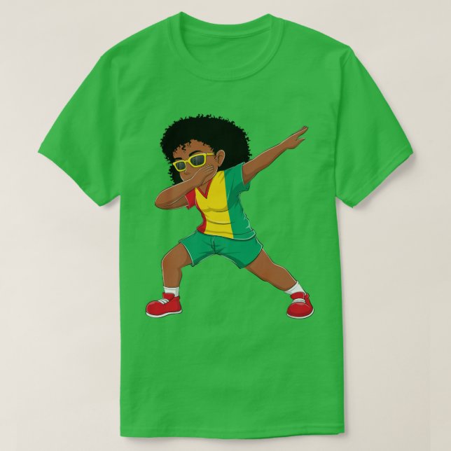 Dabbing Girl Guineans Guinea Flag Kids Dab Dance  T-Shirt (Design Front)