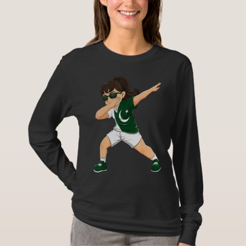 Dabbing Girl Pakistani Pakistan Flag Kids Dab Danc T_Shirt