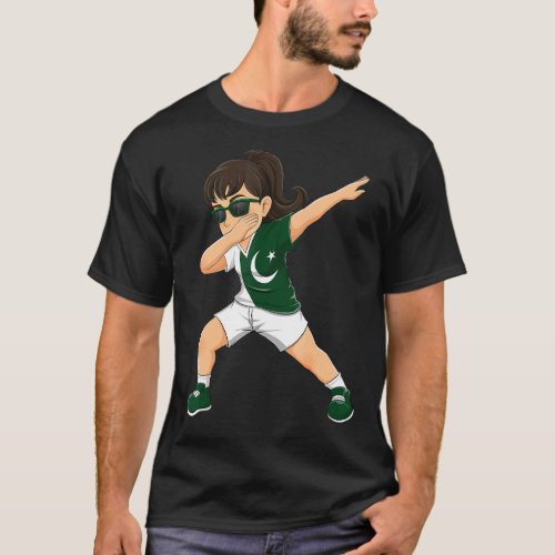 Dabbing Girl Pakistani Pakistan Flag Kids Dab Danc T_Shirt
