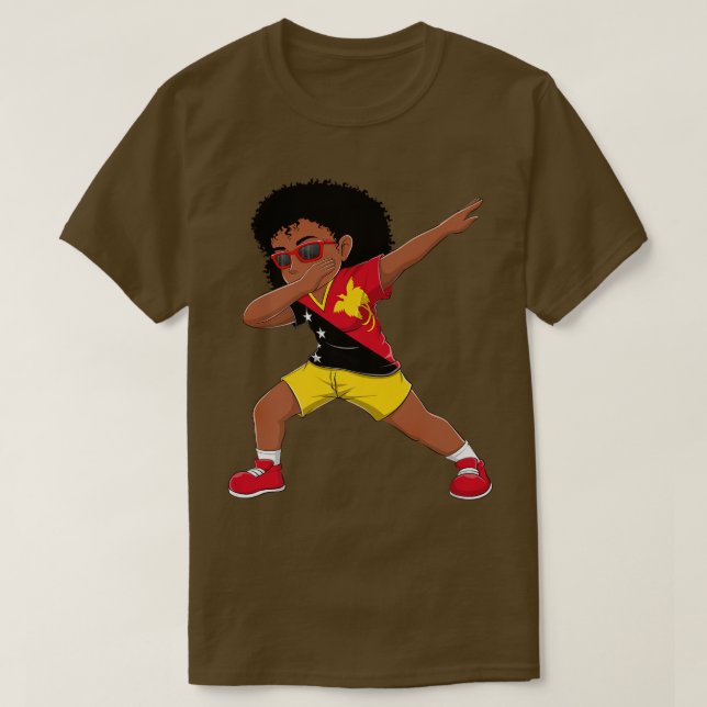 Dabbing Girl Papua New Guinea Flag Kids Dab Dance  T-Shirt (Design Front)