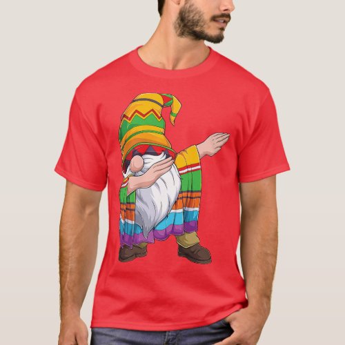Dabbing Gnome Cinco De Mayo Fiesta Poncho Women Me T_Shirt