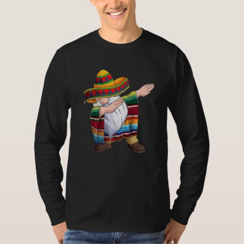 Dabbing Gnome Cinco De Mayo Sombrero Poncho Serape T_Shirt
