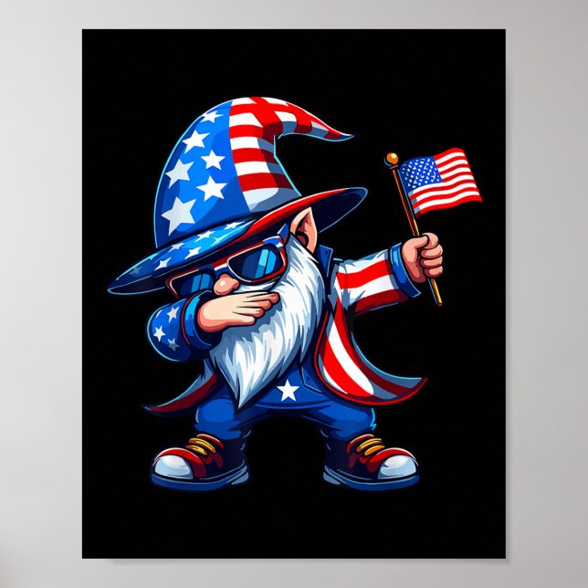 Dabbing Gnomes 4th Of July, Memorial Day American  Poster (Front)