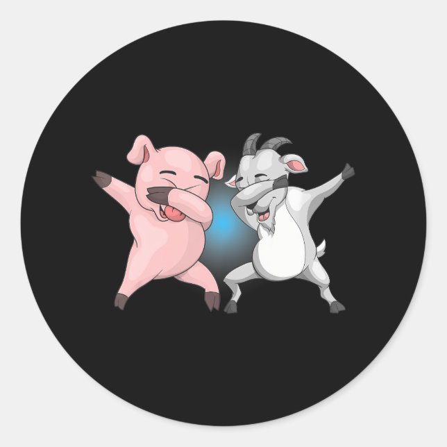 Dabbing Goat Pig Farm Animal Lover Funny Farmer Classic Round Sticker (Front)
