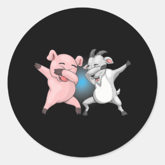 Dabbing Goat Pig Farm Animal Lover Funny Farmer Classic Round Sticker
