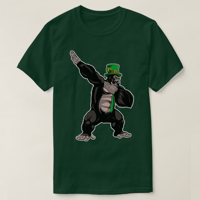 Dabbing Gorilla Leprechaun St Patricks Day For Boy T-Shirt (Design Front)