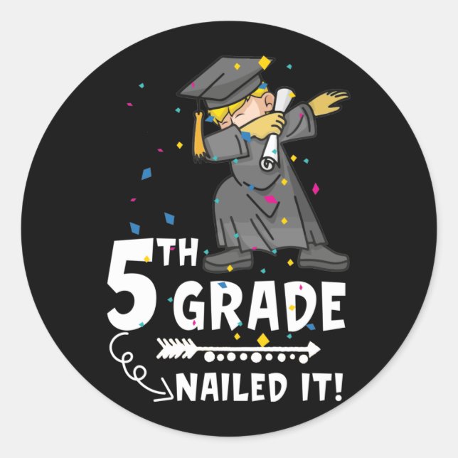 Dabbing Graduation Boy 5th Grade Class Of 2022 Classic Round Sticker (Front)