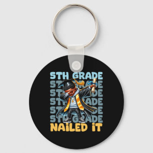Dabbing Graduation Boy 5th Grade Nailed It Cl Of 2 Keychain