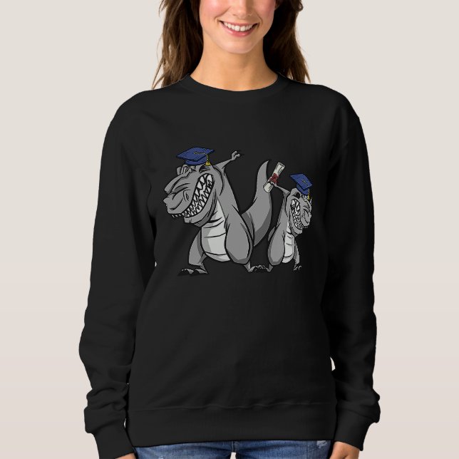 Dabbing Graduation Rex Matching Dinosaur Family Fa Sweatshirt (Front)
