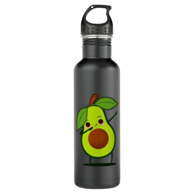 Dabbing Green Avocado Dab Funny Dancing Fruit Stainless Steel Water Bottle (Front)
