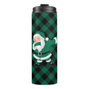 Dabbing Green Plaid Santa Claus   Rustic Buffalo Thermal Tumbler