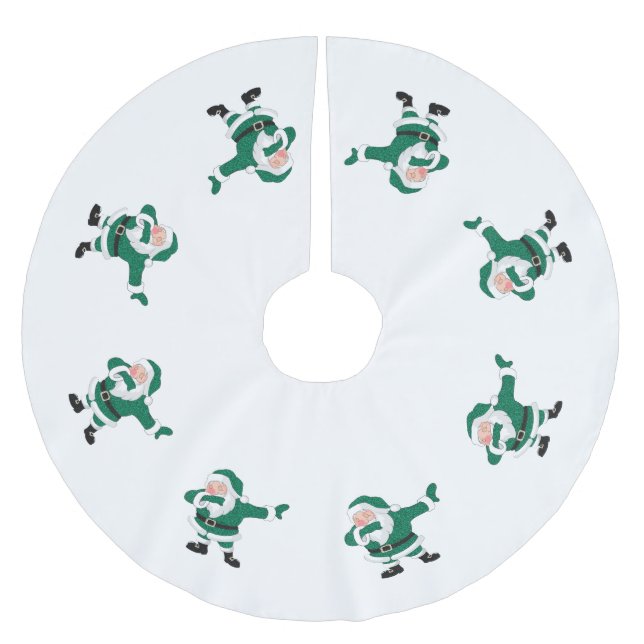 Dabbing Green Santa Claus | Fun Holiday XMAS Humor Brushed Polyester Tree Skirt (Front)