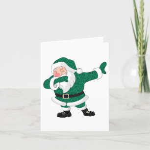 Dabbing Green Santa Claus Fun Holiday XMAS Humor Card