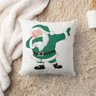 Dabbing Green Santa Claus   Fun Holiday XMAS Humor Throw Pillow