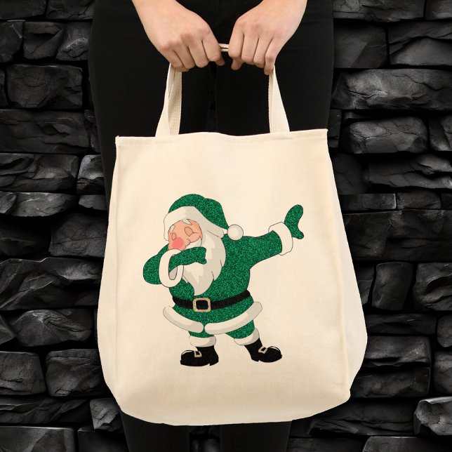 Dabbing Green Santa Claus | Fun Holiday XMAS Humor Tote Bag (Creator Uploaded)
