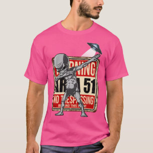 Dabbing Grey Alien In Front Of Vintage Metal Area T-Shirt