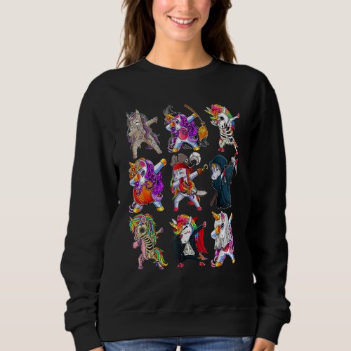 Dabbing Halloween Boys Girls Unicorn Skeleton Zomb Sweatshirt
