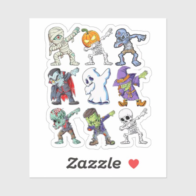Dabbing Halloween Boys Skeleton Zombie Mummy  Sticker (Sheet)