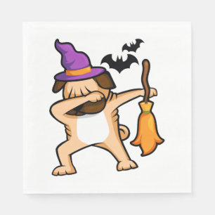 Dabbing Halloween Pug Dog Napkins