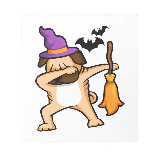 Dabbing Halloween Pug Dog Notepad (Front)