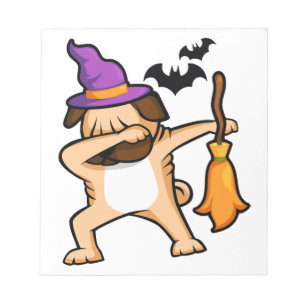 Dabbing Halloween Pug Dog Notepad
