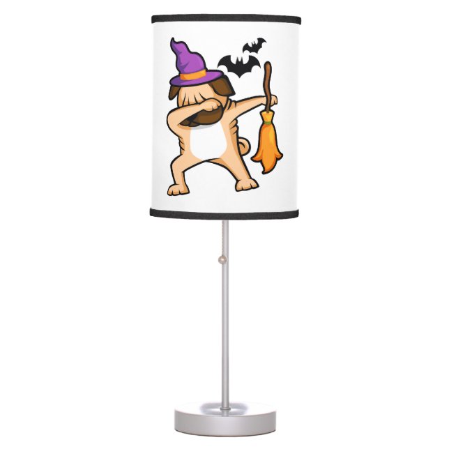 Dabbing Halloween Pug Dog Table Lamp (Front)