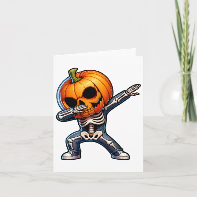Dabbing Halloween Skeleton Boys Trick Treat Funny  Card (Front)