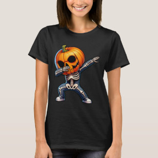 Dabbing Halloween Skeleton Boys Trick Treat Funny  T-Shirt